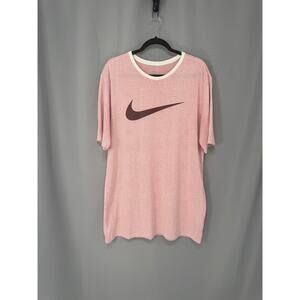 Nike Shirt Mens XL Tall Pink White Dri-Fit The Nike Tee Swoosh Dots Preppy